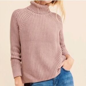 525 America Stella cotton shaker knit turtleneck sweater Portobella Mauve